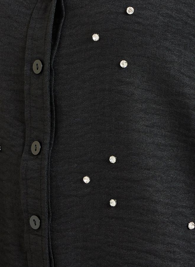 Styli Women Black Embellished Long Sleeve Shirt - Image 3